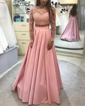 Load image into Gallery viewer, Elegant Lace Long Sleeves Ball Gowns Prom Dresses Two Piece
