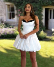 Load image into Gallery viewer, White Satin Homecoming Dress