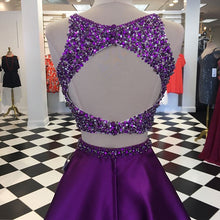 Load image into Gallery viewer, Two Piece Homecoming Dresses Open Back Prom Gowns Crystal Beads