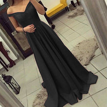 Load image into Gallery viewer, Floor Length Satin Off Shoulder Dresses Prom
