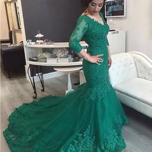 Load image into Gallery viewer, Elegant Lace 3/4 Sleeve Mermaid Evening Dresses For Women-alinanova