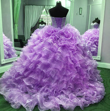 Load image into Gallery viewer, Crystal Beaded Sweetheart Organza Layered Quinceanera Dresses