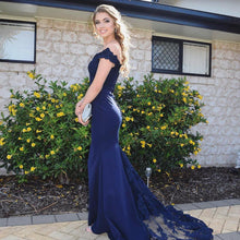 Load image into Gallery viewer, Navy Blue Long Prom Dresses Mermaid Formal Evening Gowns Vestido de Formatura 

