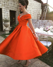 Load image into Gallery viewer, Orange Prom Dresses Tea Length
