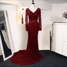 Load image into Gallery viewer, Lace Long Sleeves V Neck Mermaid Dresses