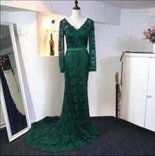 Load image into Gallery viewer, Lace Long Sleeves V Neck Mermaid Dresses