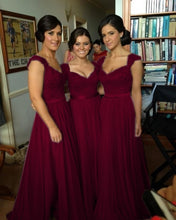 Load image into Gallery viewer, Bridesmaid dresses Burgundy Long