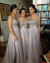 Load image into Gallery viewer, Silver Bridesmaid Dresses Long