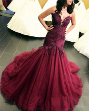 Load image into Gallery viewer, Lace Embroidery Sweetheart Bodice Corset Mermaid Evening Dresses