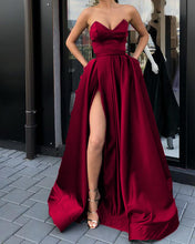 Load image into Gallery viewer, Burgundy Prom Long Dresses With Split