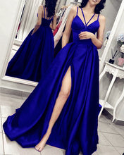 Load image into Gallery viewer, Criss Cross Top Prom Dresses Royal Blue