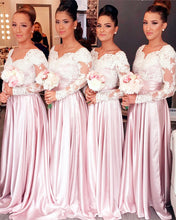 Load image into Gallery viewer, Pink Modest Bridesmaids Dresses