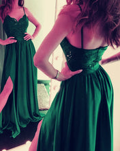 Load image into Gallery viewer, Long Green Evening Dresses Spaghetti Straps