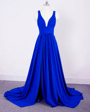 Load image into Gallery viewer, Long Split Bridesmaid Dresses Royal Blue