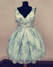 Load image into Gallery viewer, Silver Lace Homecoming Dresses