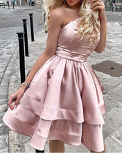 Load image into Gallery viewer, Rose Pink Homecoming Dresses One Shoulder