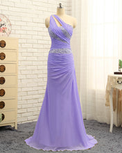 Load image into Gallery viewer, Lavender One Shoulder Prom Dresses 2020