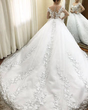 Load image into Gallery viewer, White Wedding Dress Illusion Back
