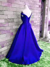 Load image into Gallery viewer, Simple Burgundy Off The Shoulder Prom Dresses Satin