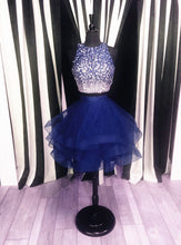 Load image into Gallery viewer, Ombre Sequins Beaded Ruffle Homecoming Dresses Two Piece