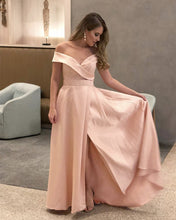 Load image into Gallery viewer, Blush-Pink-Prom-Dresses-Long-Formal-Satin-Evening-Gowns