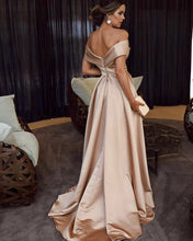 Load image into Gallery viewer, Sexy-Long-Satin-Bridesmaid-Dresses-Pink-Formal-Gowns