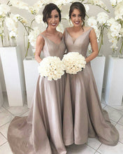 Load image into Gallery viewer, Long-Gray-Bridesmaid-Dresses
