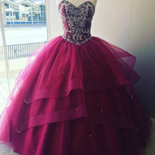 Load image into Gallery viewer, Luxurious Crystal Beaded Bodice Corset Organza Layered Quinceanera Dresses