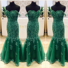 Load image into Gallery viewer, Elegant Green Lace Mermaid Evening Dresses