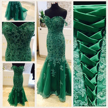 Load image into Gallery viewer, Elegant Green Lace Mermaid Evening Dresses