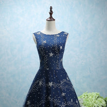 Load image into Gallery viewer, Constellation Style Tulle Navy Starry Prom Dress