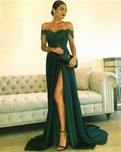 Load image into Gallery viewer, Green Prom Dress Off The Shoulder