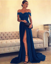 Load image into Gallery viewer, Navy Blue Prom Dress Off The Shoulder