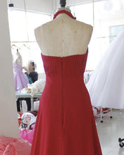 Load image into Gallery viewer, Deep Red Bridesmaid Dresses Chiffon