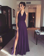 Load image into Gallery viewer, Purple Bridesmaid Dresses Long Chiffon Party Dress