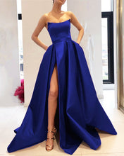 Load image into Gallery viewer, Royal Blue Prom Dresses Strapless Evening Gown