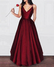 Load image into Gallery viewer, Simple Long Burgundy Prom Dresses With Pockets-alinanova
