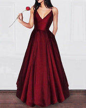 Load image into Gallery viewer, Simple Long Burgundy Prom Dresses With Pockets-alinanova