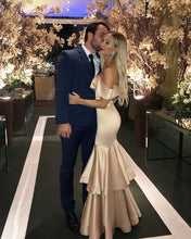Load image into Gallery viewer, Sexy-Off-The-Shoulder-Mermaid-Evening-Dress-Long-Champagne-Prom-Gowns