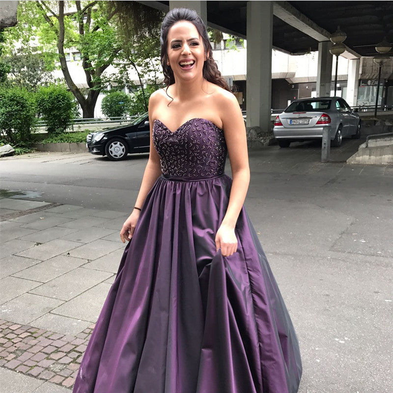 beaded purple prom dress Lilac Off Shoulder Chiffon Lace Beaded Long Evening Prom Dresses, 1752 –  SposaDresses main image 1
