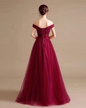 Load image into Gallery viewer, Long Tulle Bridesmaid Dresses Burgundy