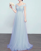 Load image into Gallery viewer, Tulle Bridesmaid Dresses Steel Blue
