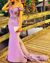 Load image into Gallery viewer, Lilac Bridesmaid Dresses Mermaid