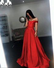 Load image into Gallery viewer, Long Champagne V Neck Evening Dress Off Shoulder Prom Gowns