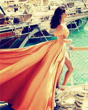 Load image into Gallery viewer, Gold Long Split Evening Dresses