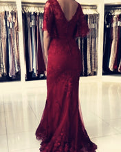 Load image into Gallery viewer, Modest Lace Mermaid Evening Dresses With Sleeves
