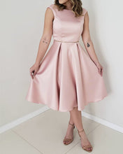 Load image into Gallery viewer, Pink Bridesmaid Dresses Tea Length