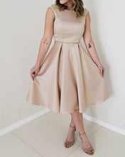 Load image into Gallery viewer, Champagne Bridesmaid Dresses Tea Length
