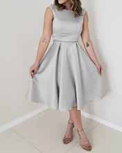 Load image into Gallery viewer, Silver Bridesmaid Dresses Tea Length