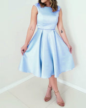 Load image into Gallery viewer, Light Blue Bridesmaid Dresses Tea Length